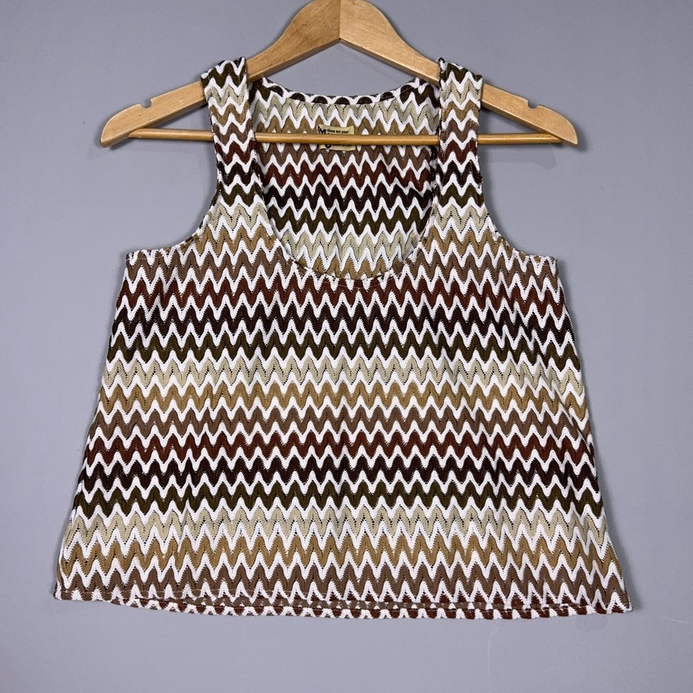 Show Me Your Mumu Zig Zag Tank Top Womens Size Small Knit Brown Boho Boho